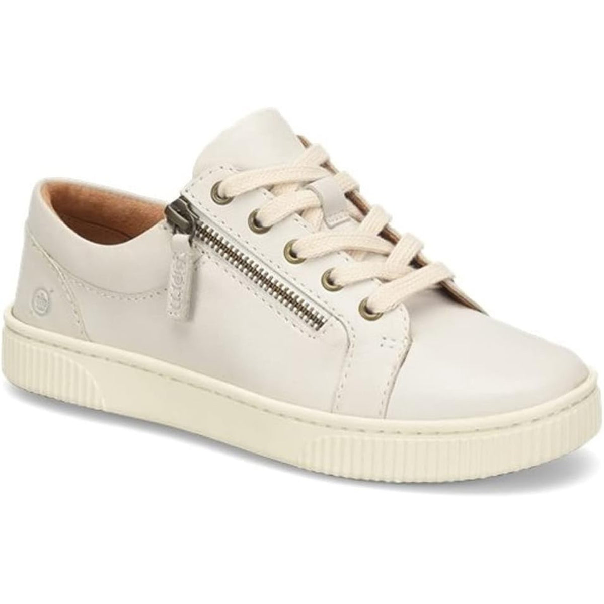 Born Paloma Women's Comfort Sneaker Slip On Zip Up White Leather Size 9.5