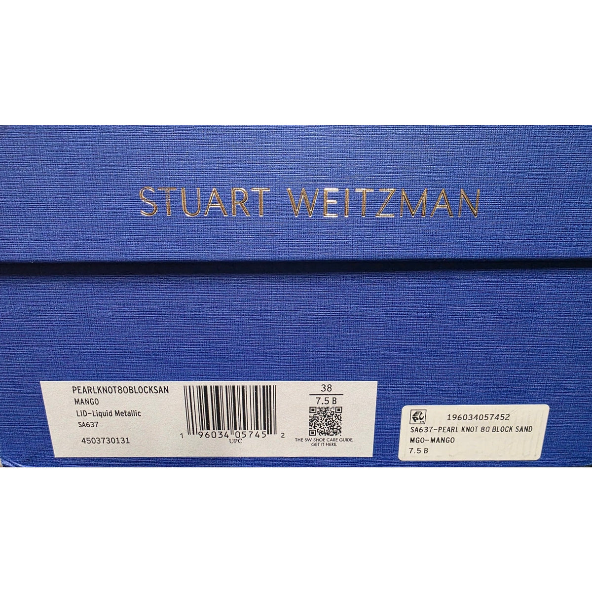 Stuart Weitzman Pearl Knot 80 Block Heel Sandal Mango 7.5