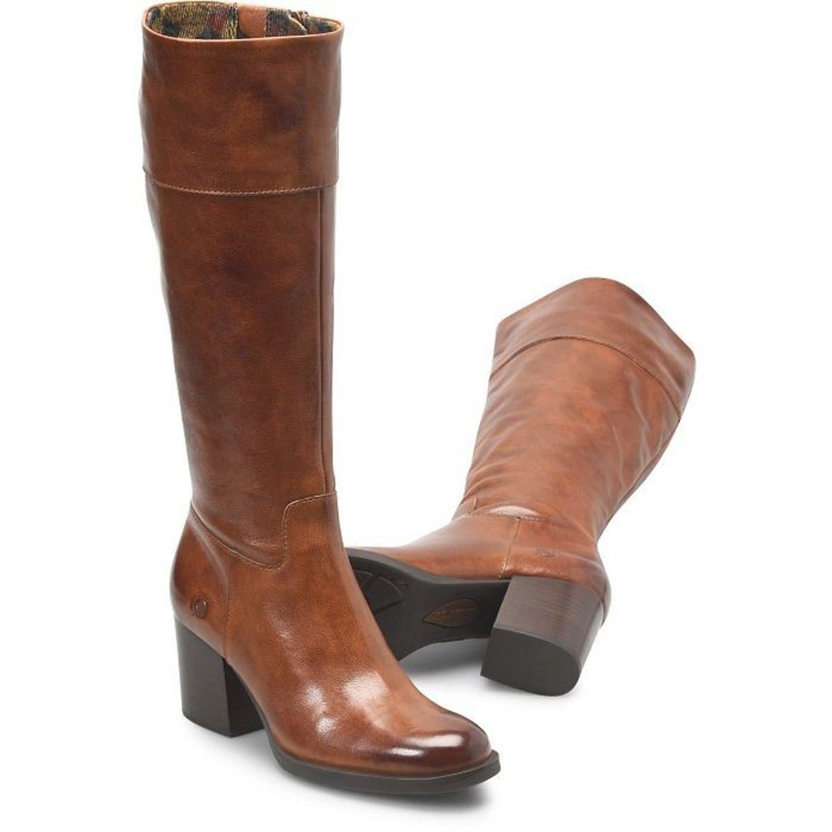 Born Women's Brandy Brown Leather Block Heel Knee High Boot Size 8 M