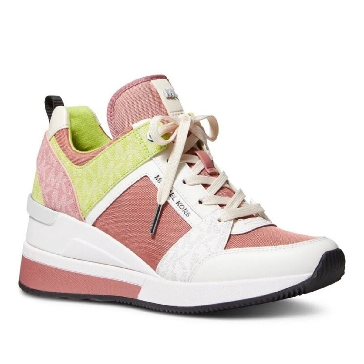 Michael Kors Georgie Trainer Rose Multi Wedges Sneakers Shoes Women's 7.5 M