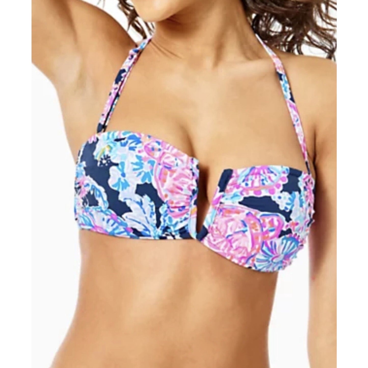 Lilly Pulitzer Niall Bikini Top High Tide Navy In Turtle Amazement Size 2