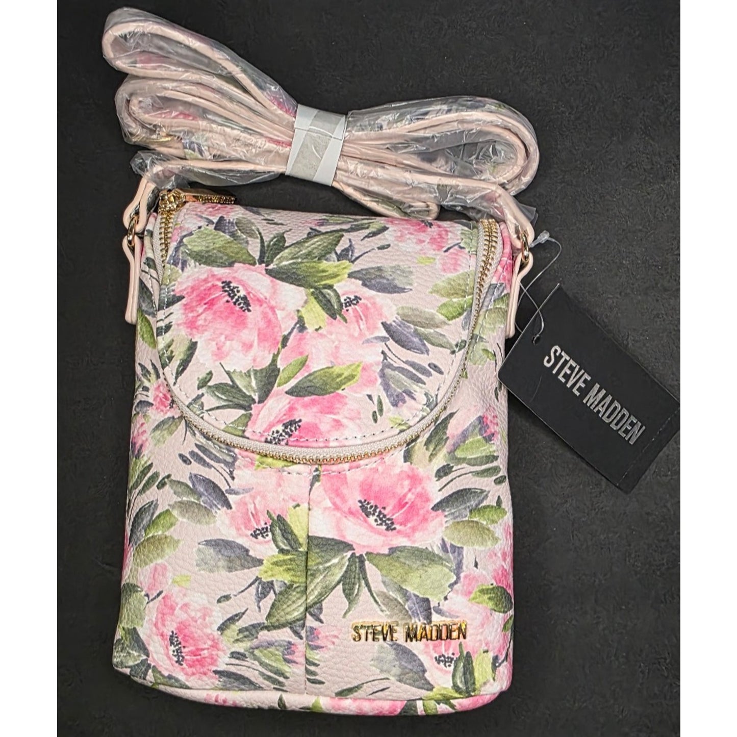 Steve Madden, Balexis Small Floral Crossbody Bag Pink Floral Adjustable Strap