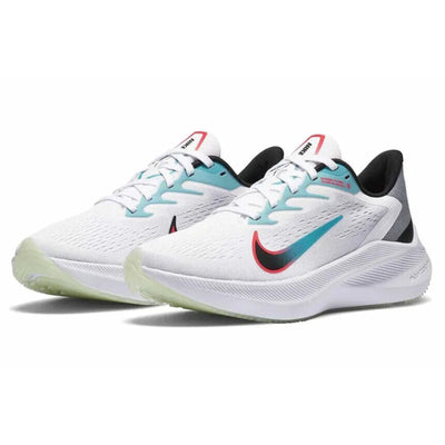 NIKE MENS ZOOM WINFLO 7 RUNNING SHOES White/Black/Flash Crimson Size 9.5