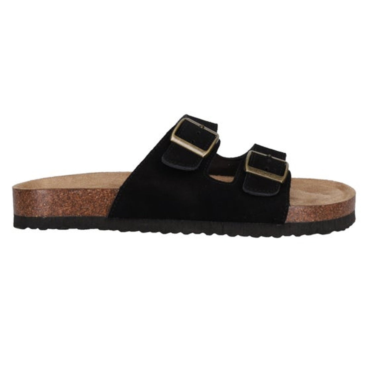 Khombu Ashville Womens Black Suede Buckle Slide Sandals Size 7 M