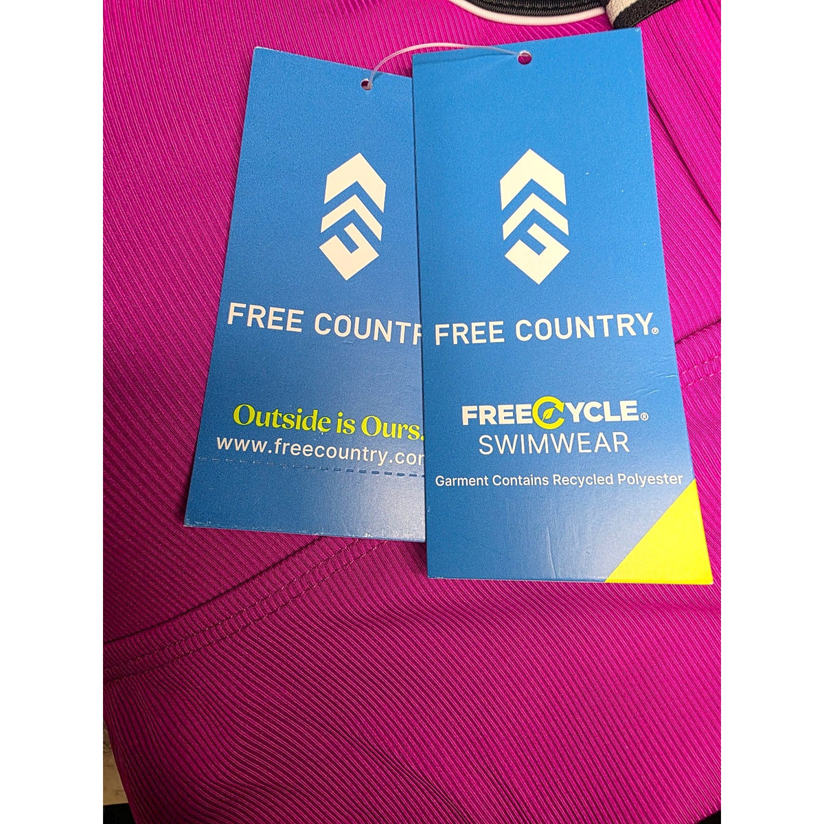 Free Country Track Stripe Tankini Swim Top Padded Magenta XL