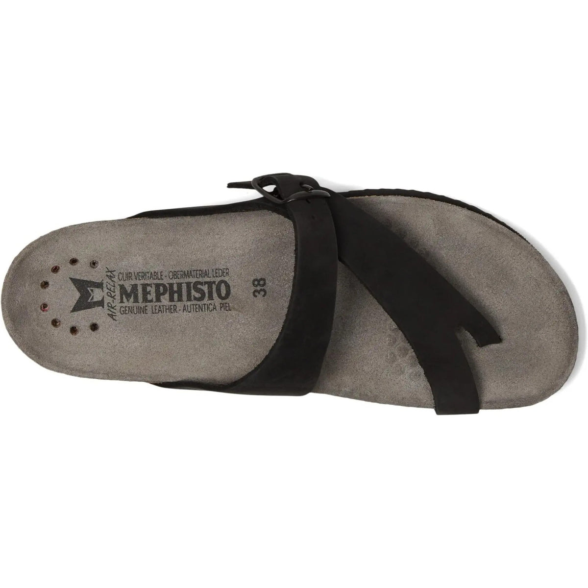 Mephisto Helen Womens Thong Sandals Metallic Black Nubuck 9 M EU 39