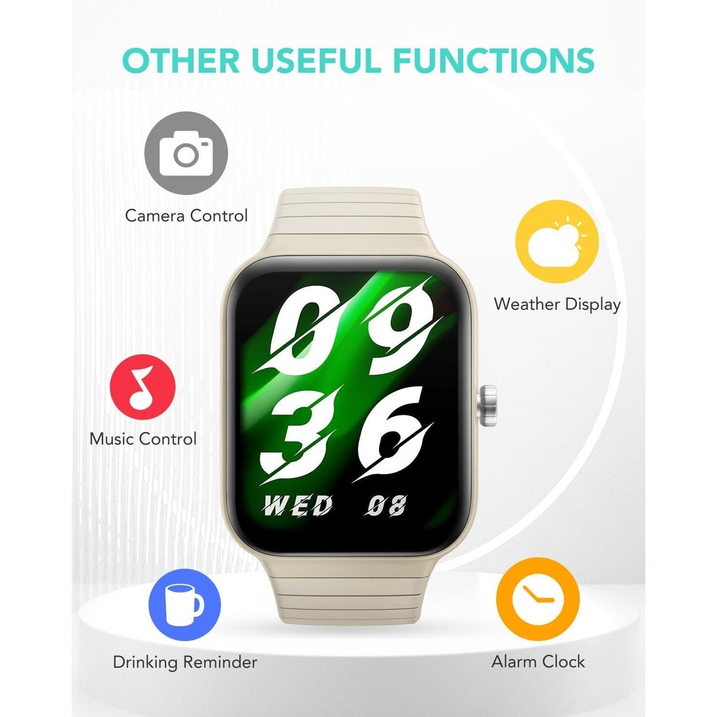 Smart Watch with Alexa Built-in Answer/Make Calls Fitness H.Rate - Cyber beige Unbranded