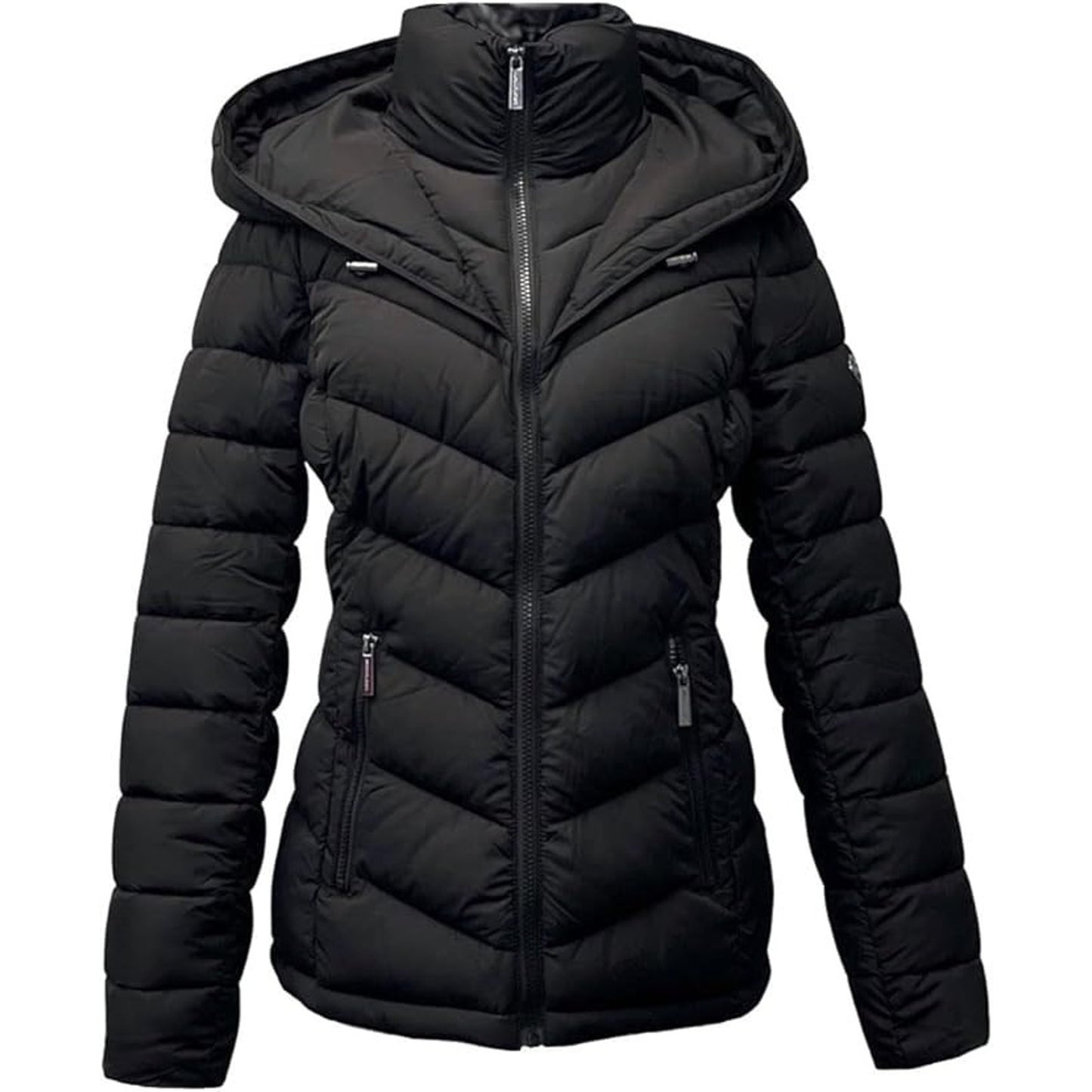 MICHAEL Michael Kors Hooded Packable Down Puffer Jacket Coat Zip Front Black M