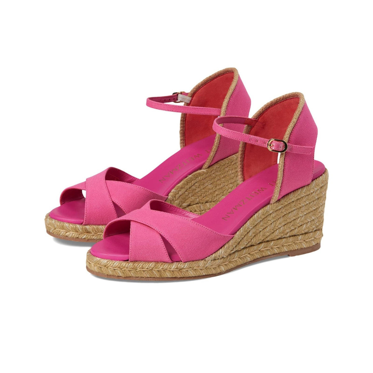Stuart Weitzman Mirela II Espadrille Wedge Fuchsia/Natural 9.5 B