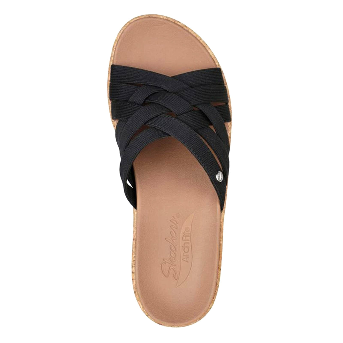 Skechers Arch Fit Beverlee Women’s Cork Wedge Sandals Black Size 10 M