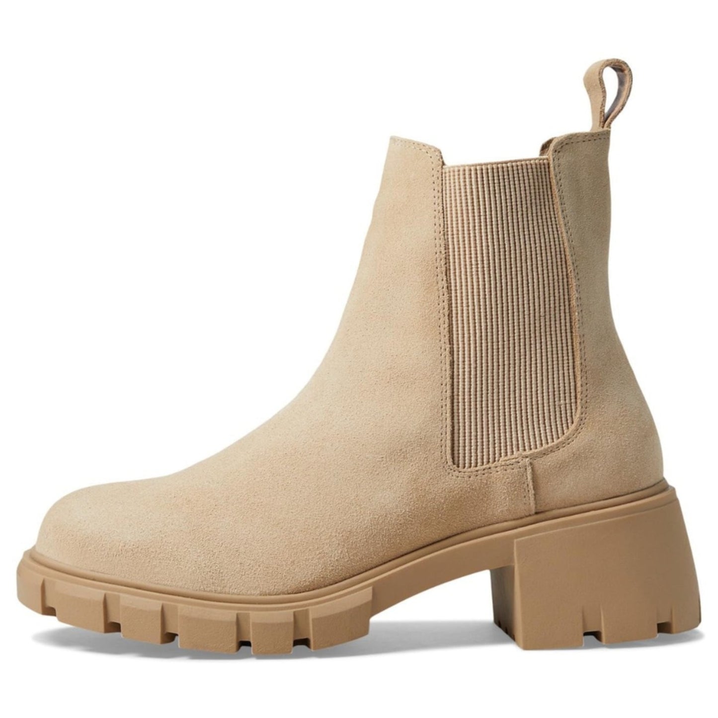 Steve Madden Women’s 8 Hola Chelsea Boot Sand Suede Lug Sole Chunky