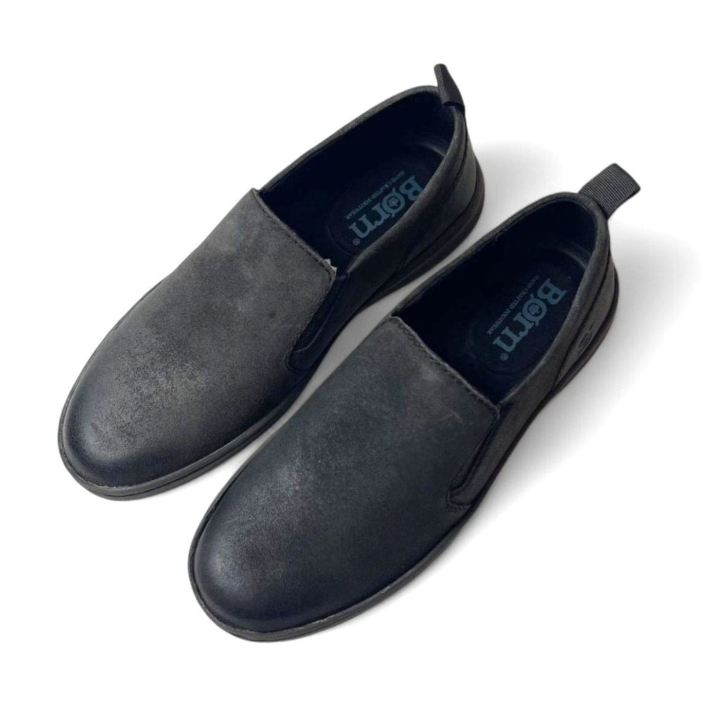 Born Mens Morgan Slip-On Casual Sneakers Dark Grey/Black Dist Suede Size 8.5 M