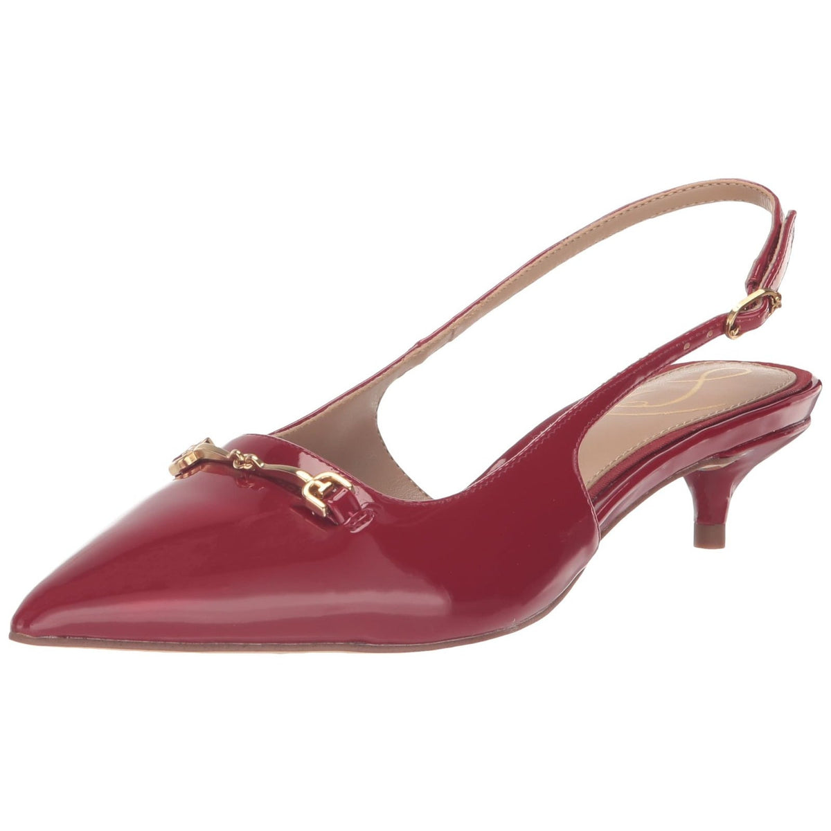 Sam Edelman Fitzgerald Women's Pointed Toe Kitten Heeled Red Mahogany 8 M