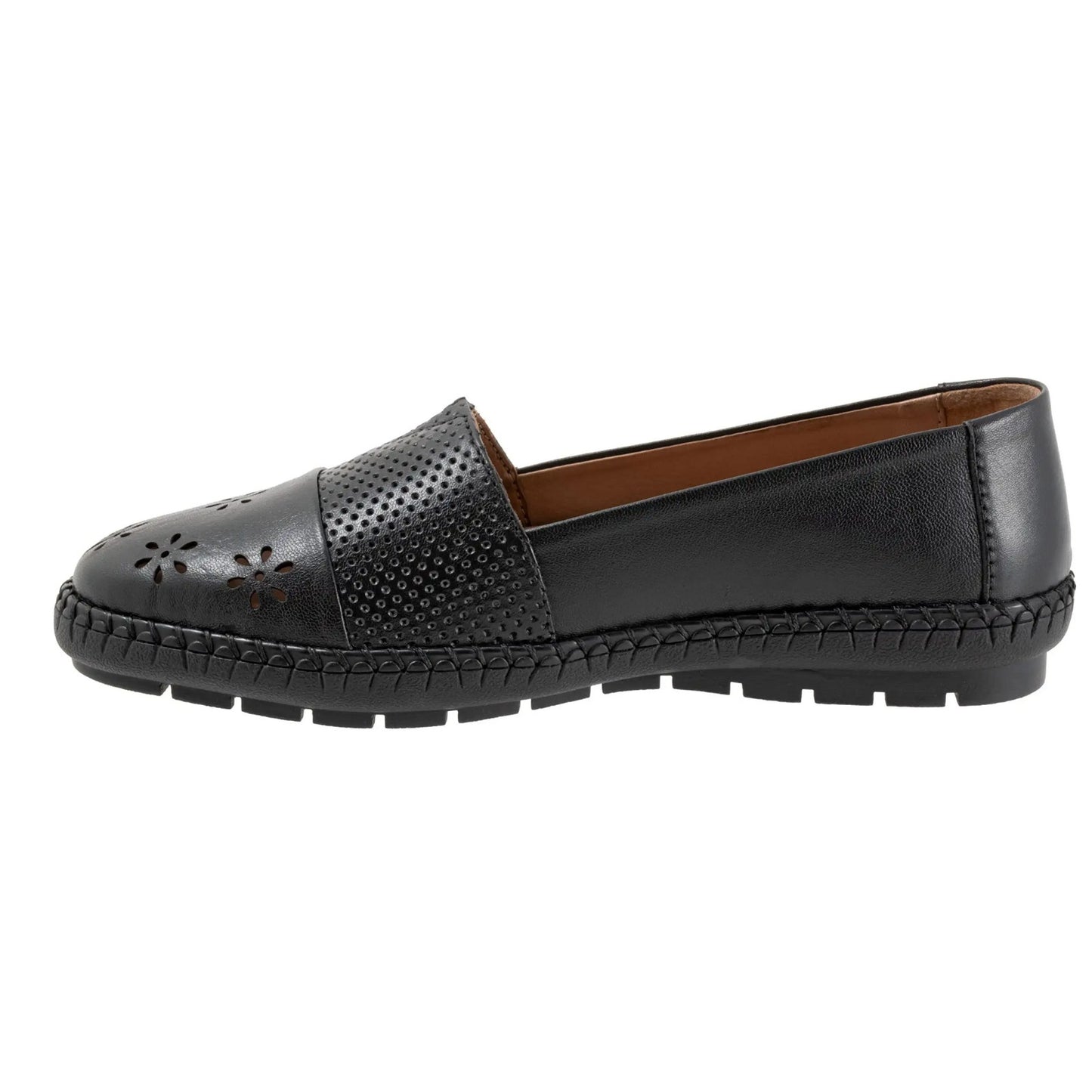 Trotters Women's Ruby Perf Loafers Black Leather 9.5 Narrow