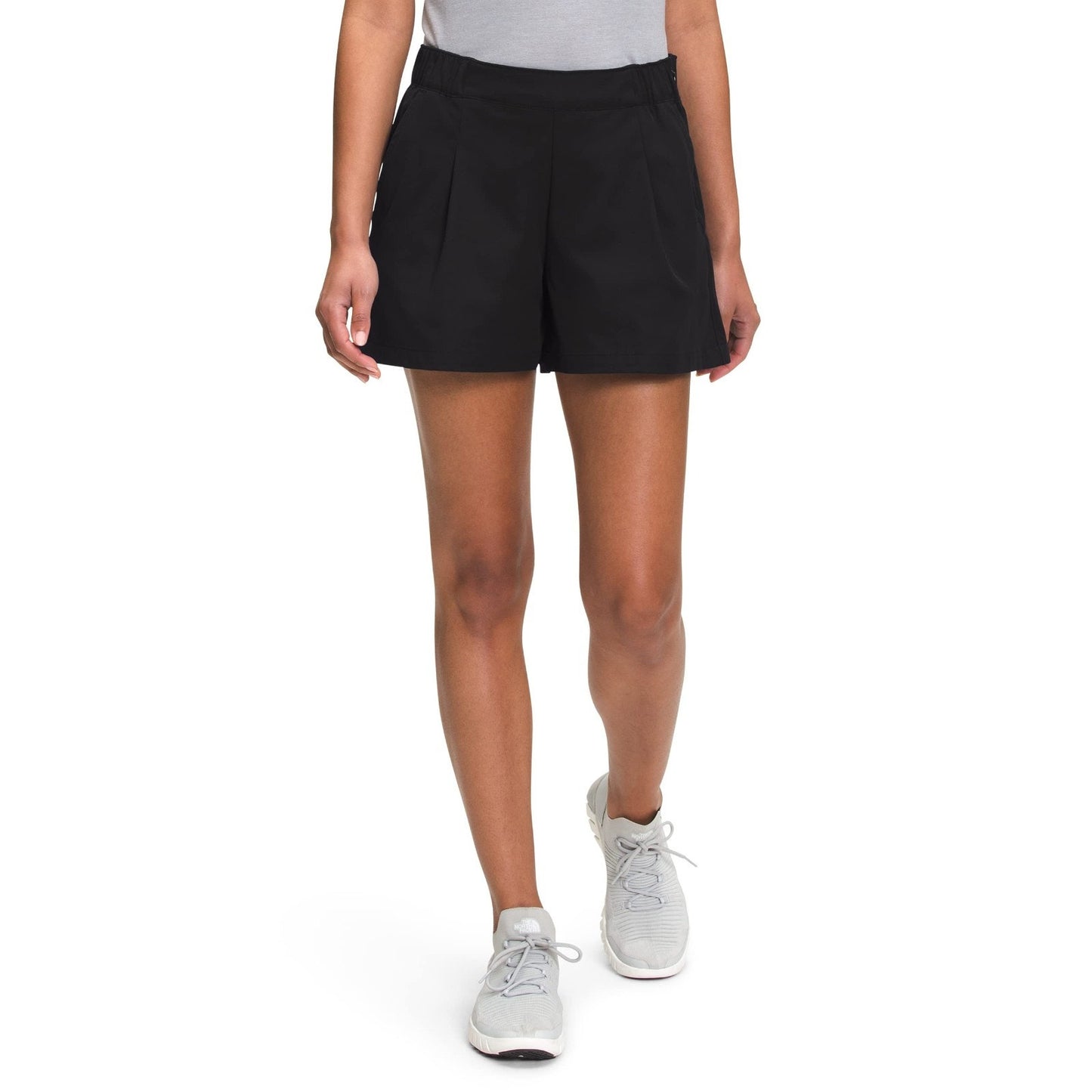 THE NORTH FACE Women Size 4 Reg Black Standard Side Zip 4" Shorts Relaxed Fit