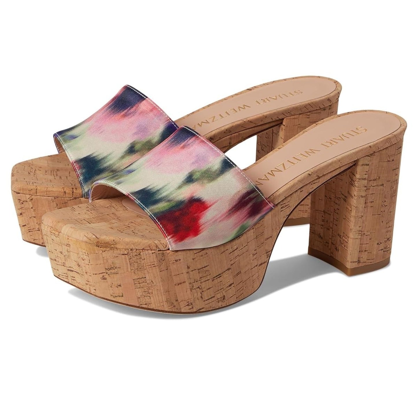 Stuart Weitzman Squarehigh Platform 95 Sandal Multi Block Heel Women's 9 B
