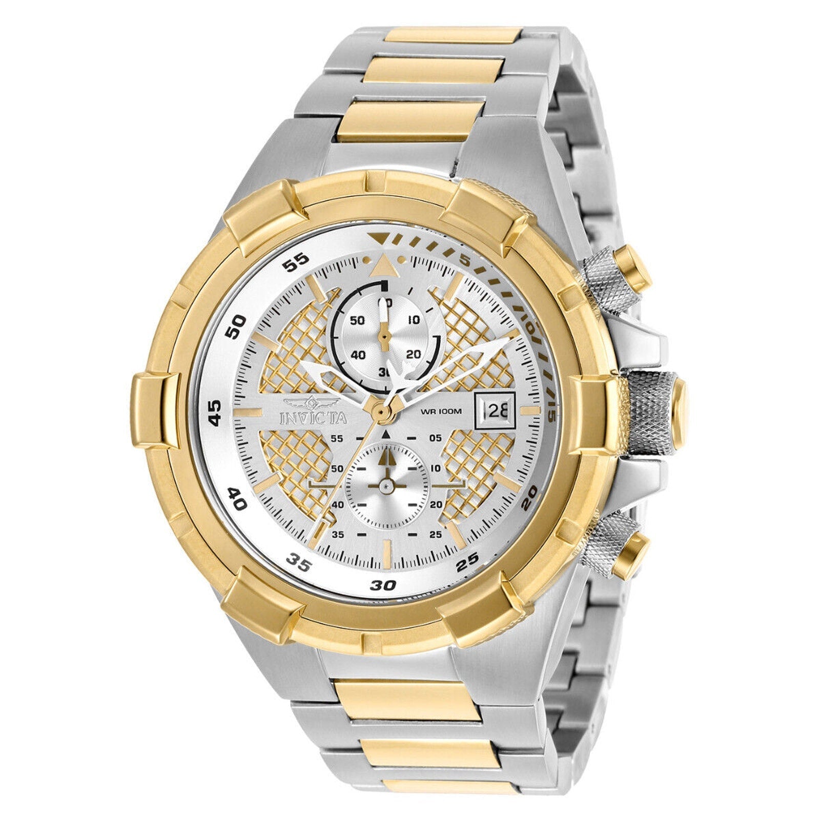 Invicta Aviator Chronograph Quartz 50.5mm. Steel. Gold Men's Watch 28120 Invicta