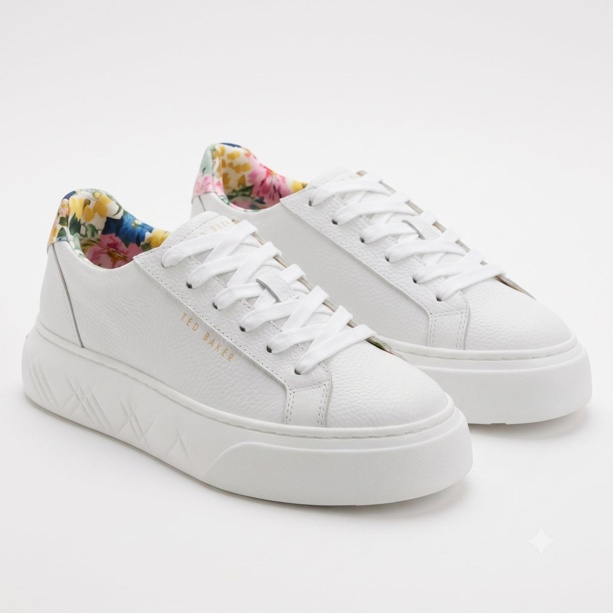 Ted Baker Women's White Leather Sneakers Cushioned Comfortable Size 8 M