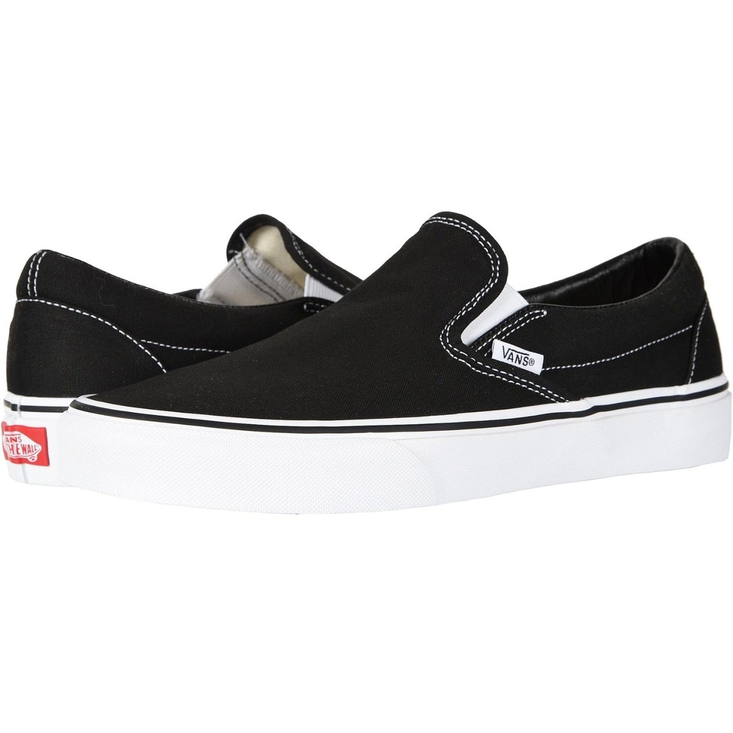 Vans Classic Slip-On Canvas Sneakers Black/White Unisex Size 9 Men / 10.5 Women