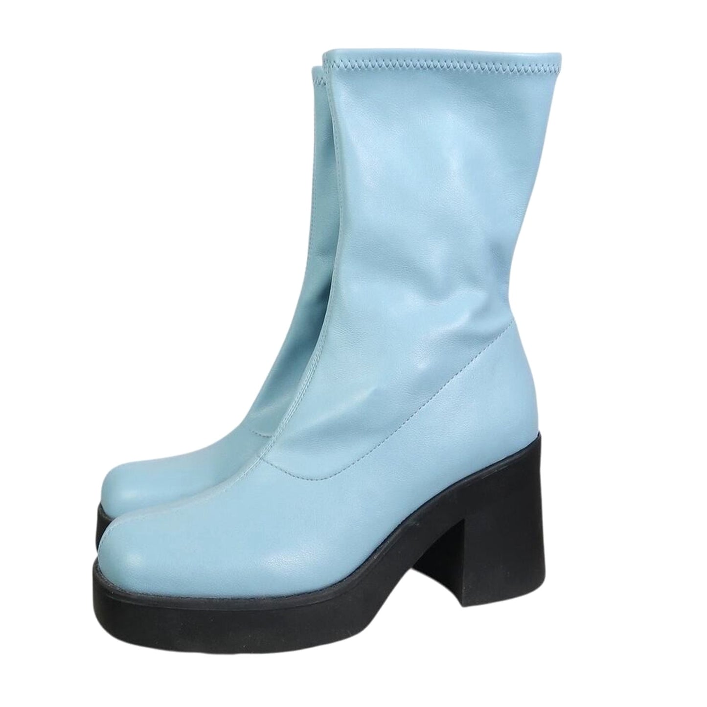 Steve Madden Klayton Platform Boot Women Size 8.5 Sky Blue Chunky Heel Retro 70s