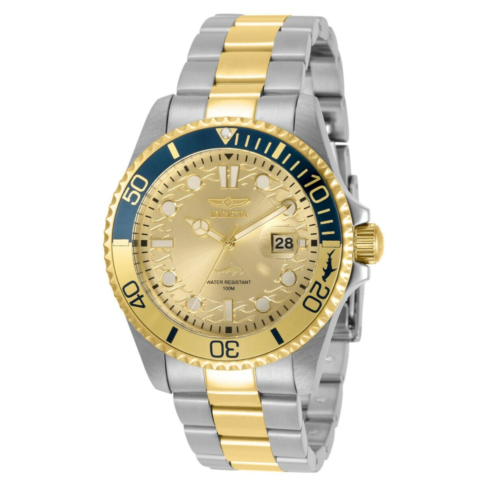 Invicta Men's Watch Pro Diver Quartz Gold Tone Dial Two Tone Bracelet Invicta