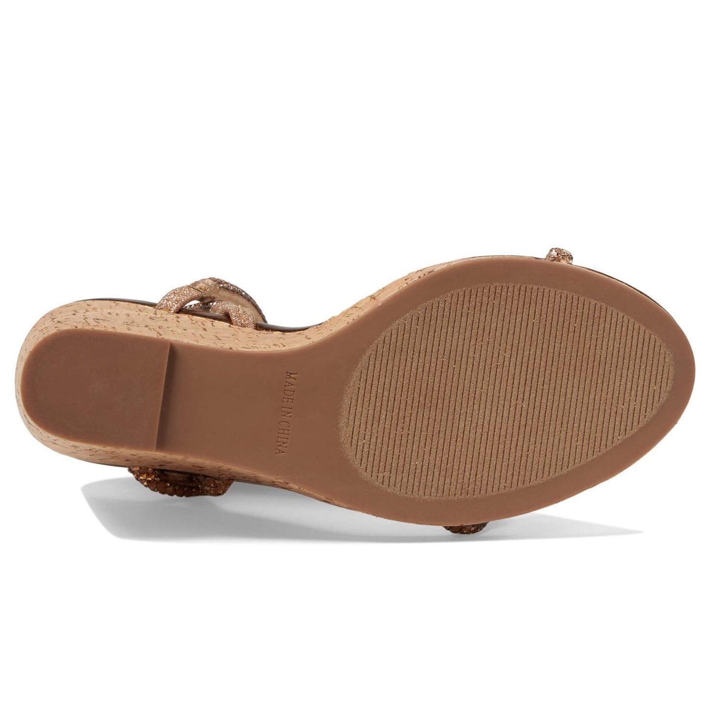 STEVE MADDEN Udell Morgan Rhinestone Wedge Sandals in Bronze 9.5 M