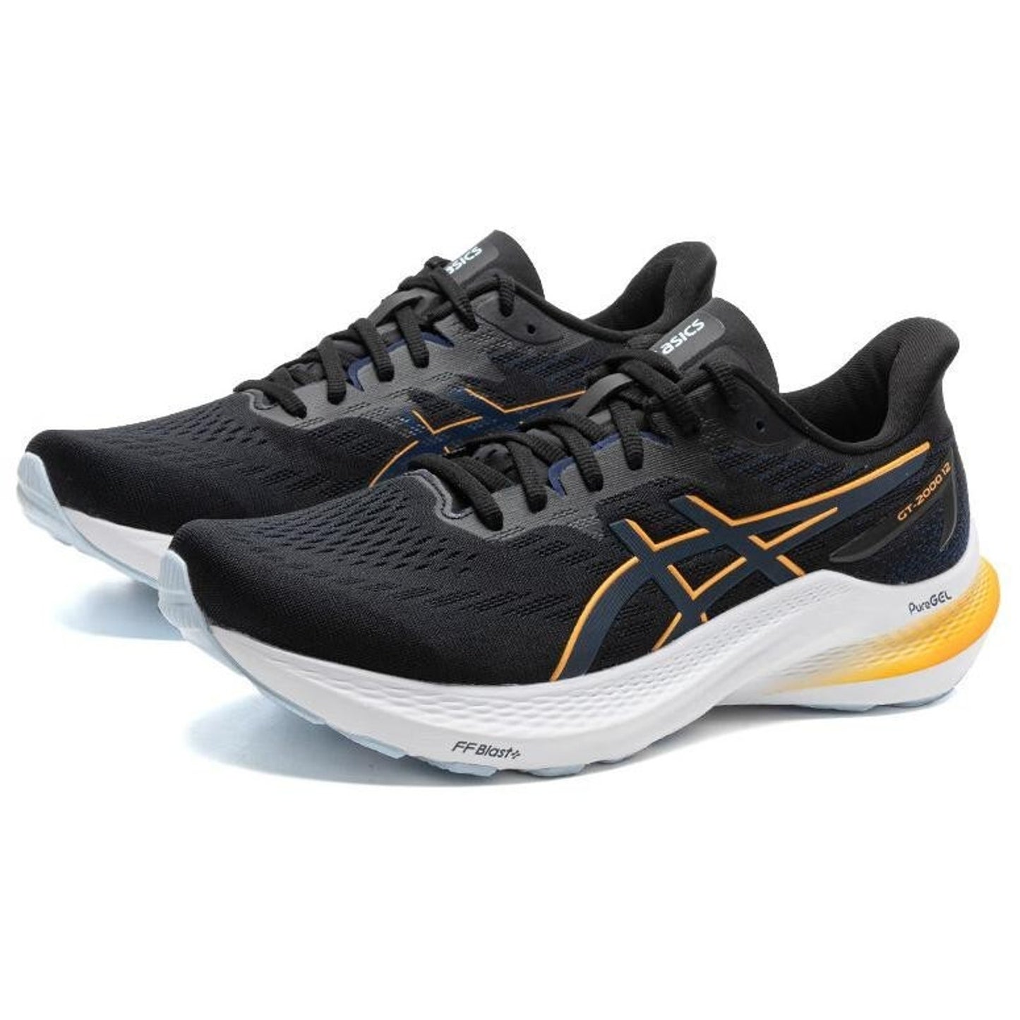 ASICS Men's GT-2000 12 Running Shoes Black / Fellow Yellow 11.5 M