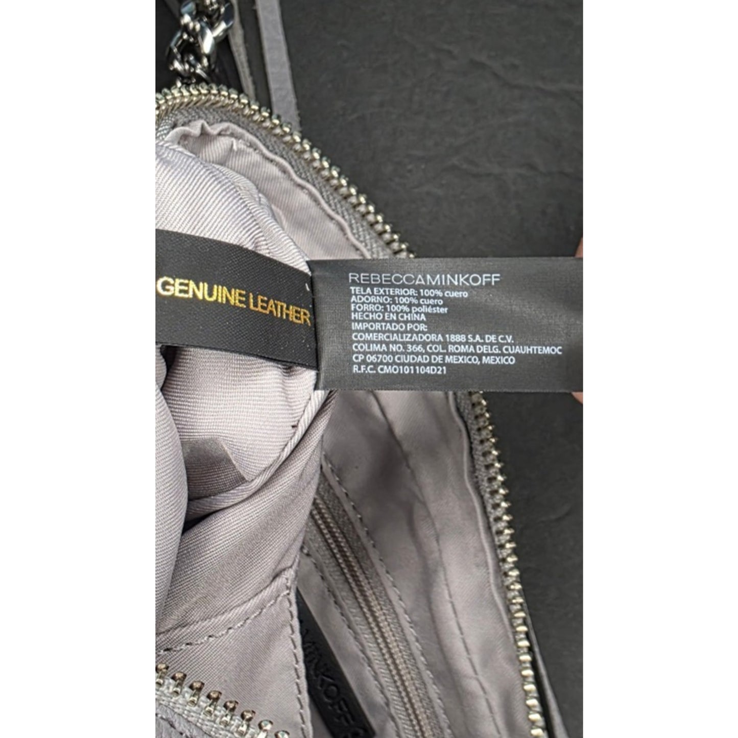 Rebecca Minkoff Leather Blythe Crossbody Bag Chain Gray