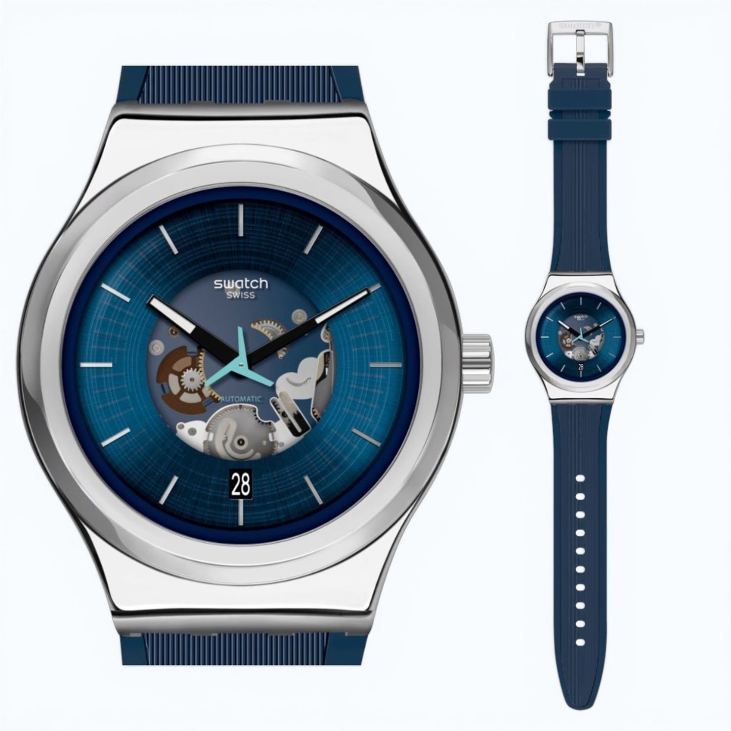 Swatch Irony Blurang Automatic Skeleton Quartz Watch Sistem51 Model YIS430 New