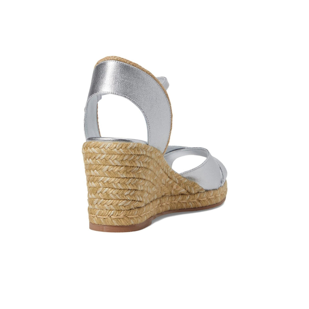 Stuart Weitzman Mirela II Women's Espadrille Wedge Sandals – Silver/Natural 9 B