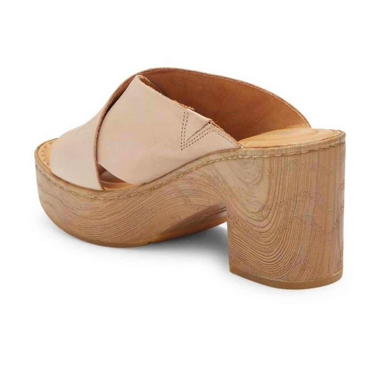 Born Women Size 8 M Pavia Natural Full Grain Leather Heeled Platform Sandals