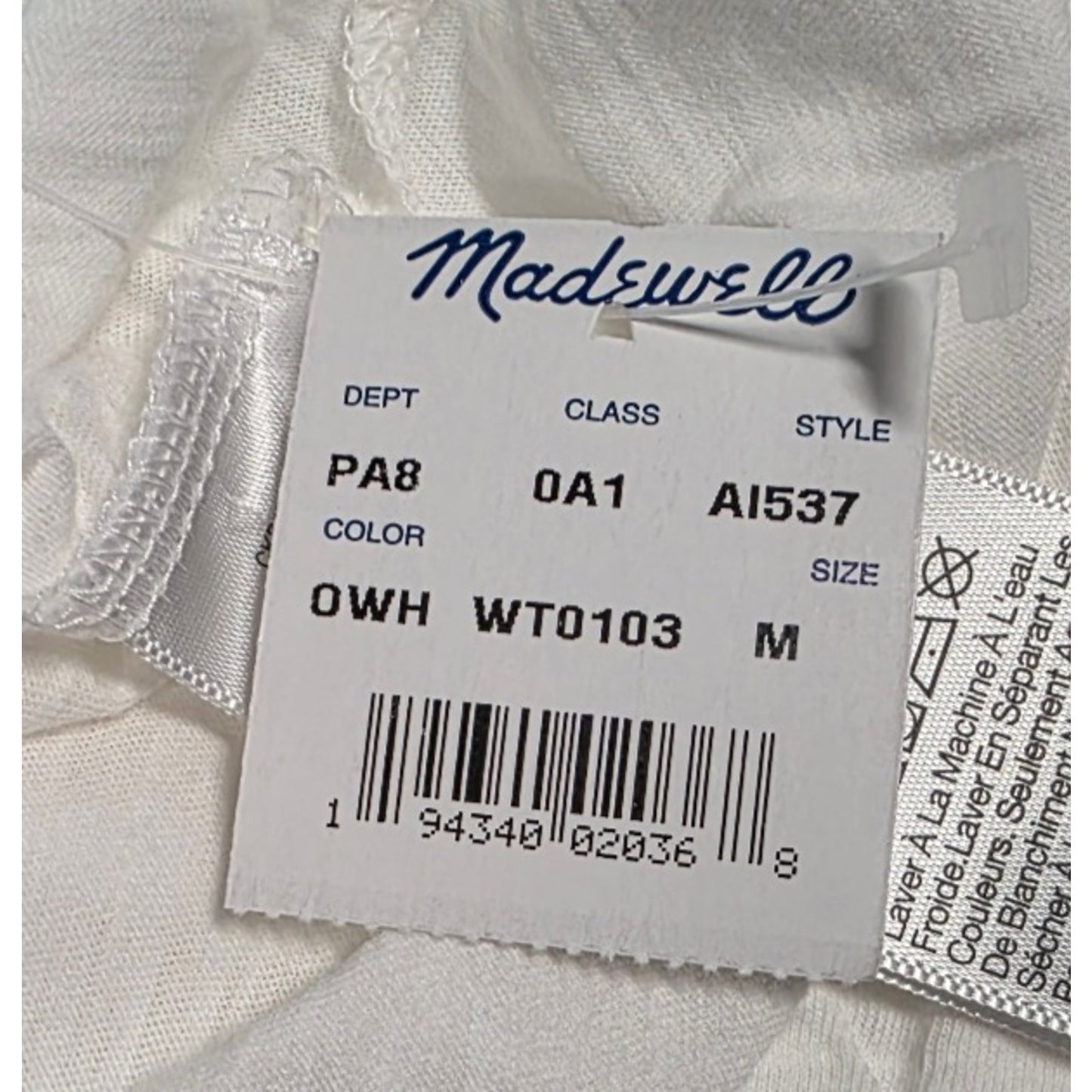 MADEWELL Women’s White Short Sleeve Whisper Cotton Rib Crew Neck Tee Medium