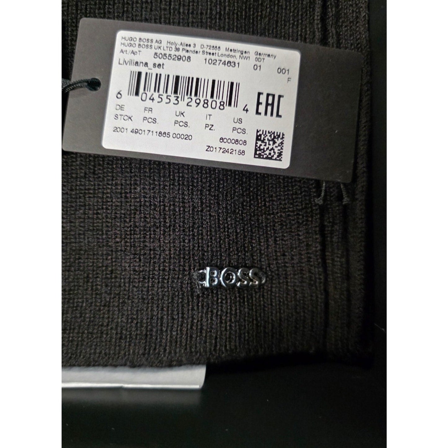 BOSS, Liviliana Set Wool Blend Hat and Scarf , pitch black, One Size HUGO BOSS