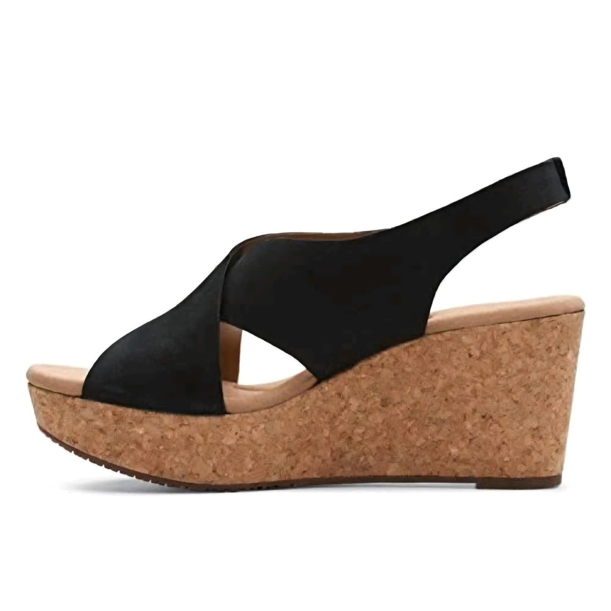 Clarks Annadel Eirwyn Women's Wedge Sandal Black Nubuck 8.5