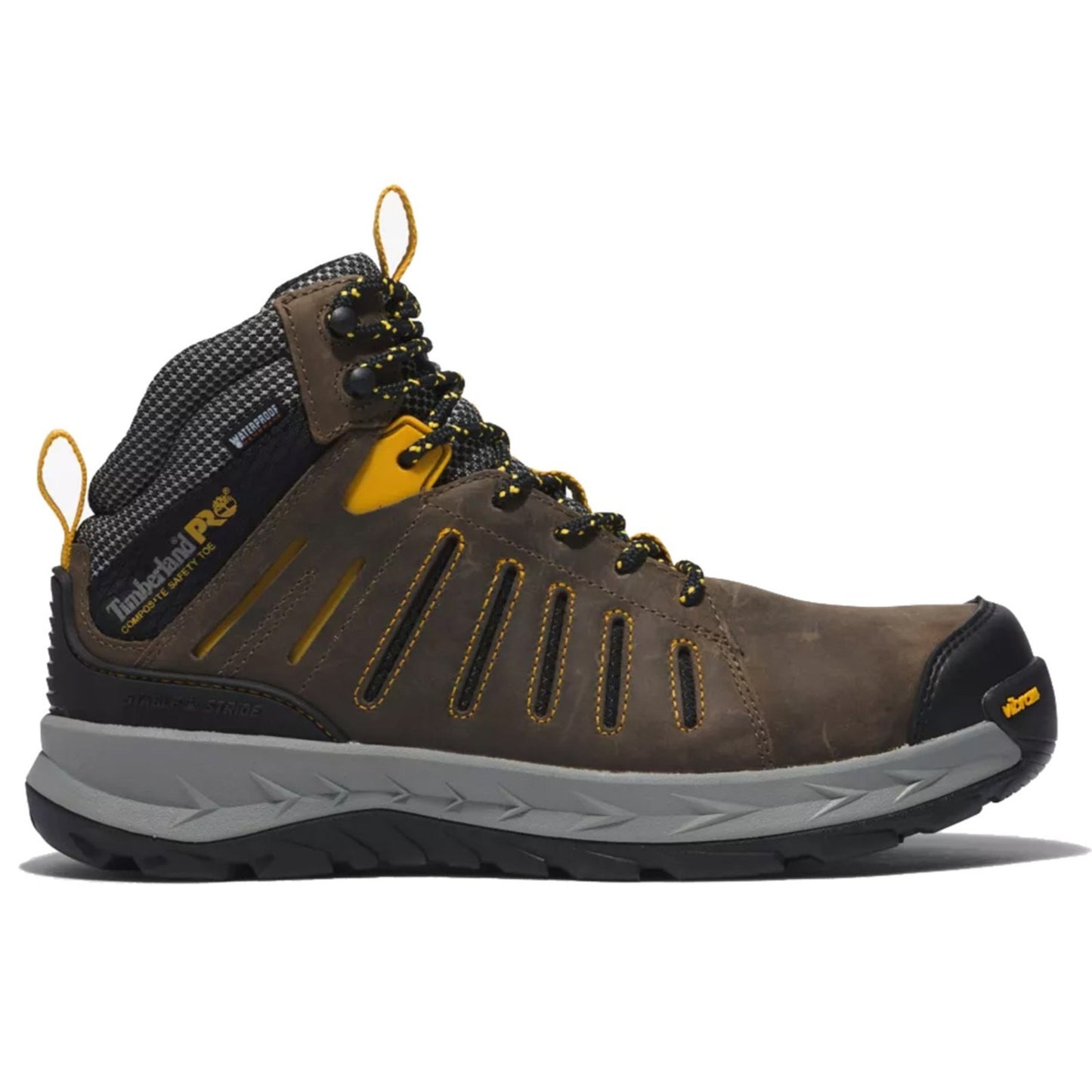 Men's Timberland PRO Trailwind Waterproof Composite Toe Boot Brown/Yellow SZ 9