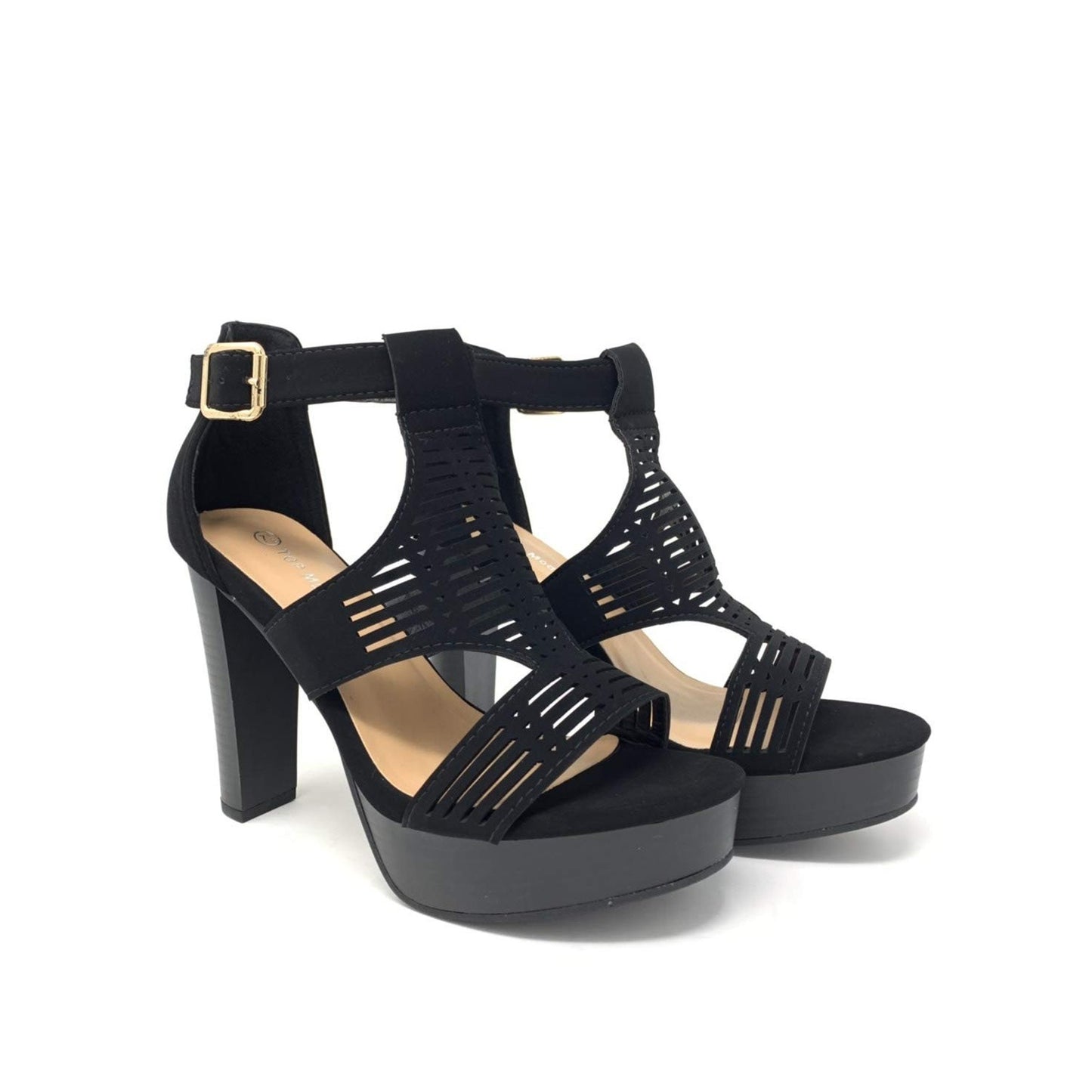 TOP Moda Thomas Gladiator Caged Cutout Platform Chunky Block Heel Sandal Size 9M