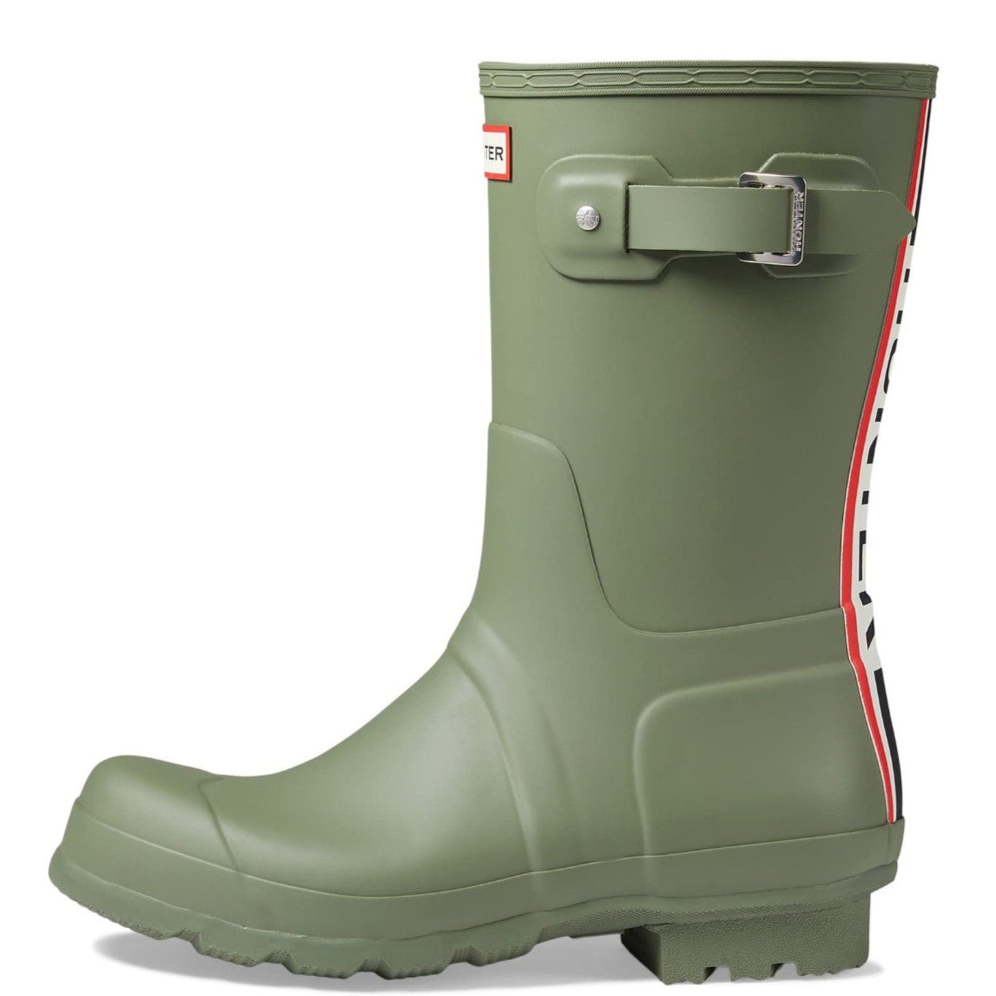 Hunter Original Short Waterproof Rain Boot Logo Backstrap Lichen Green Men's 9 M Hunter