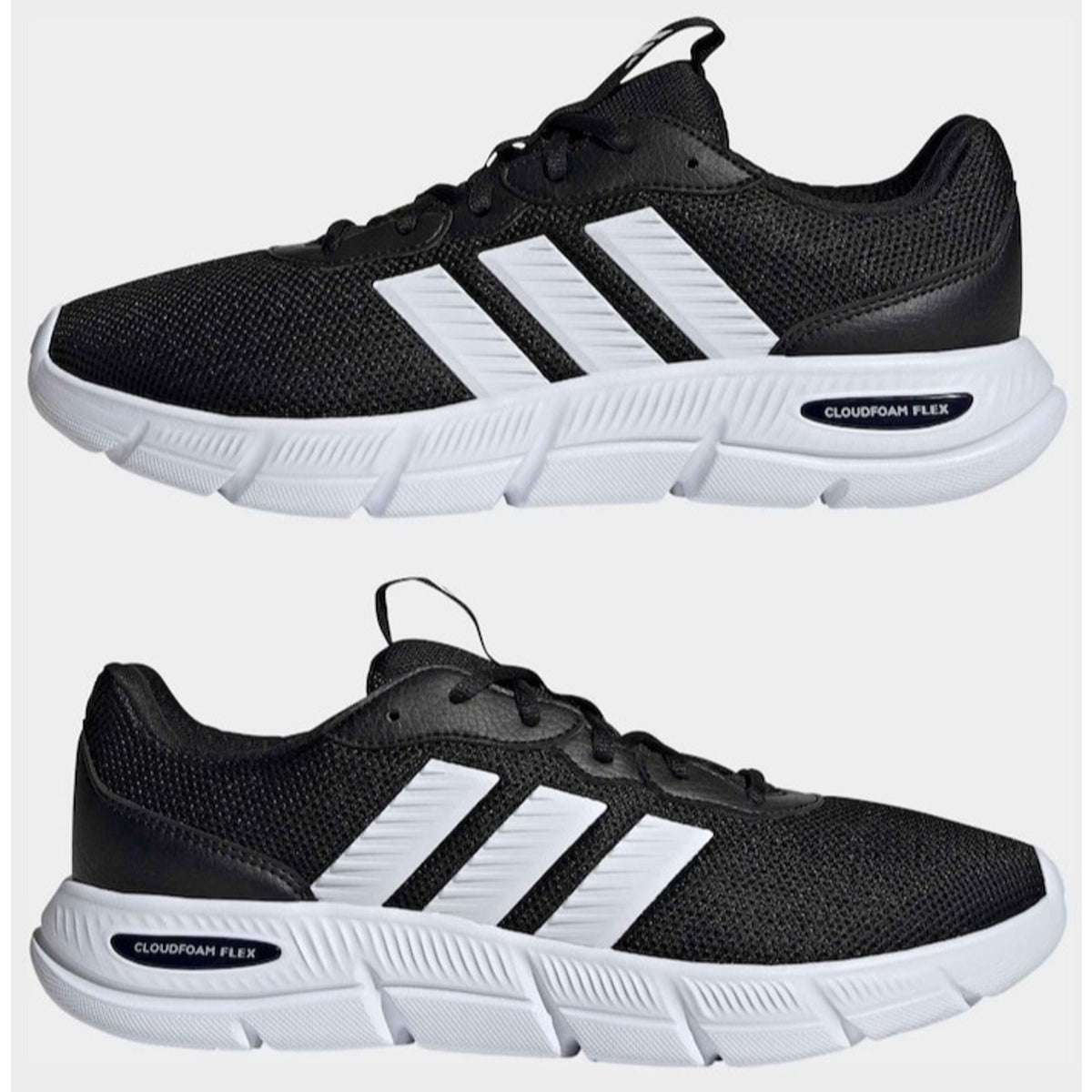 adidas Cloudfoam Flex Laces Women Everyday Wear Walking Shoes Black 6 Wide Fit