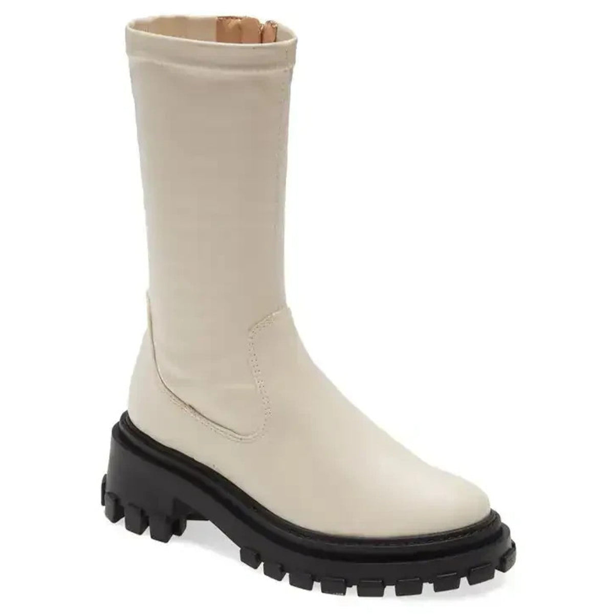 Schutz Lug Sole Soft Leather Stretch Ankle Boots Egg Shell 9.5 M