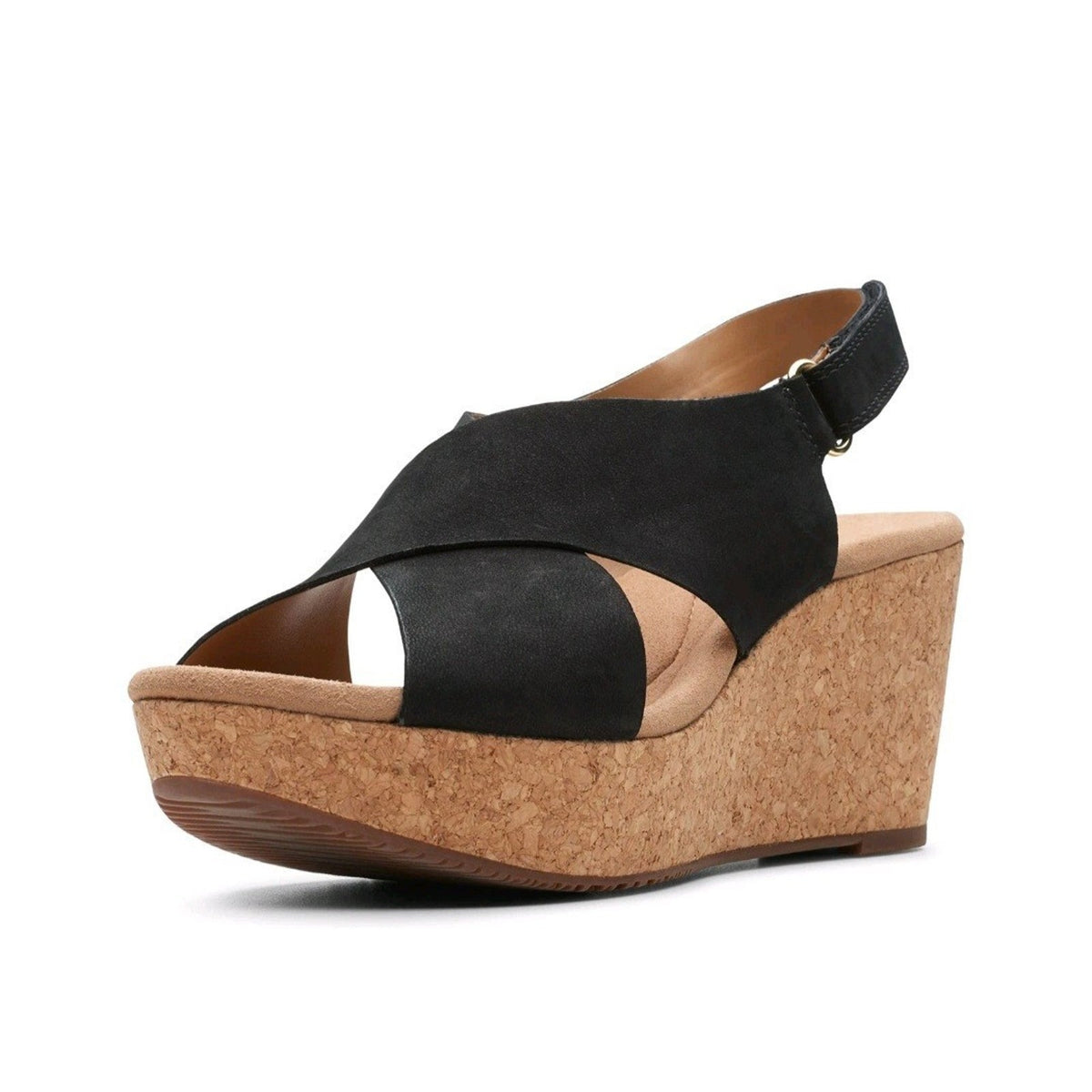 Clarks Annadel Eirwyn Women's Wedge Sandal Black Nubuck 8.5