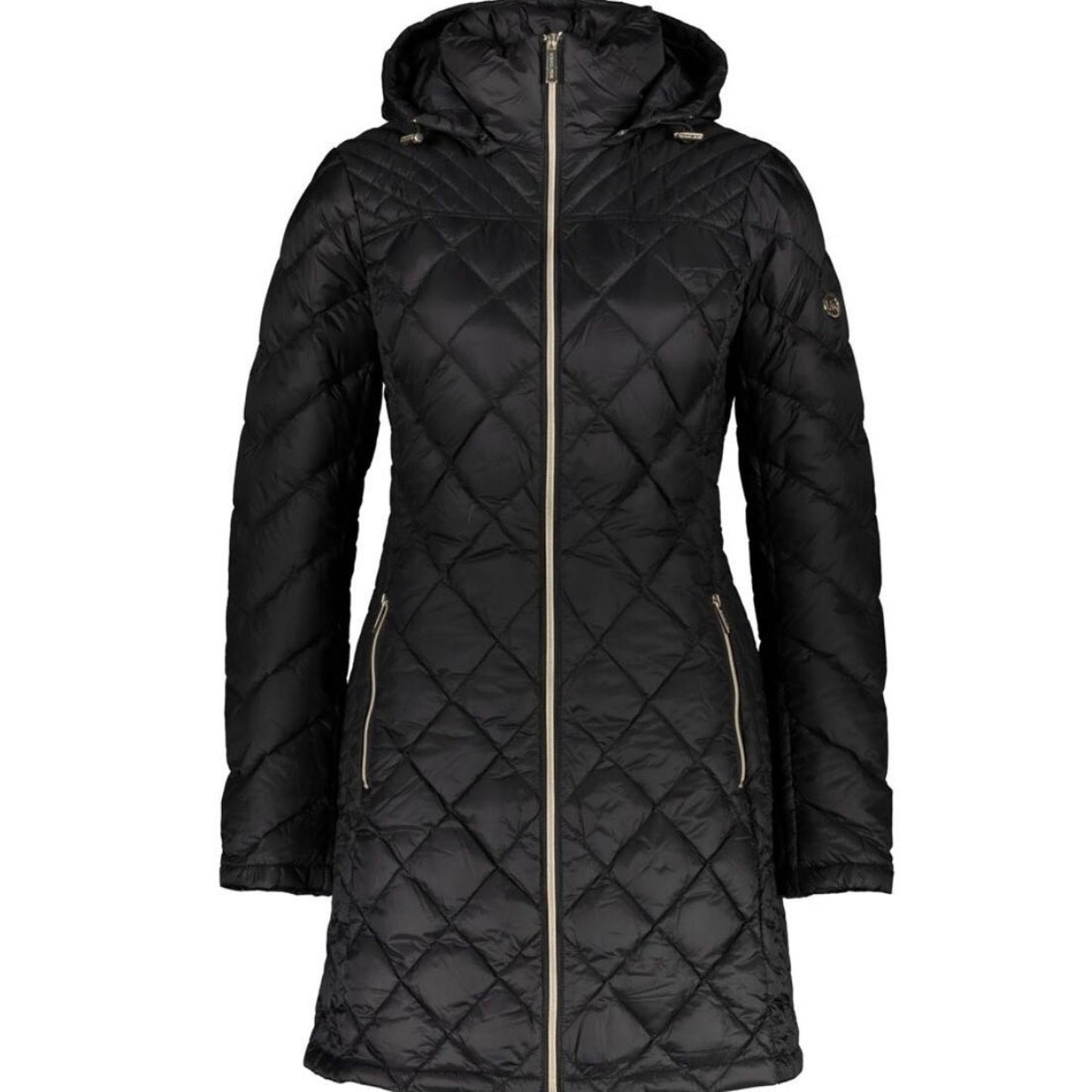 Michael Kors Women Black Removable Hooded Down Fill Packable Jacket Coat Medium