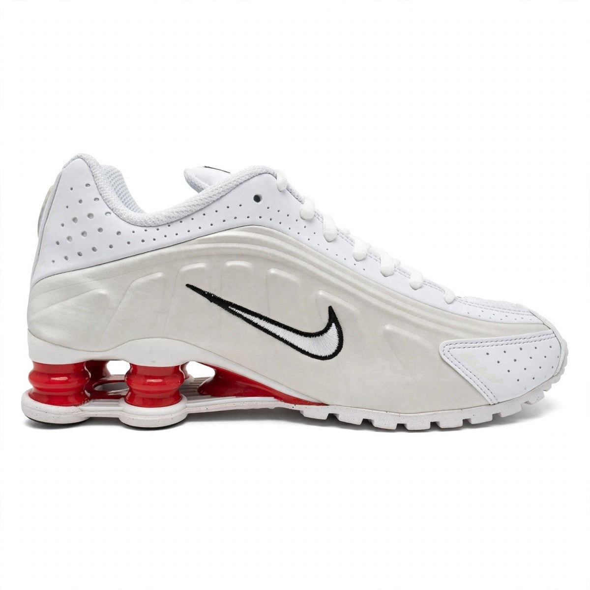 Nike Shox R4 Big Kids White Red Shox Columns Sneakers 4.5Y