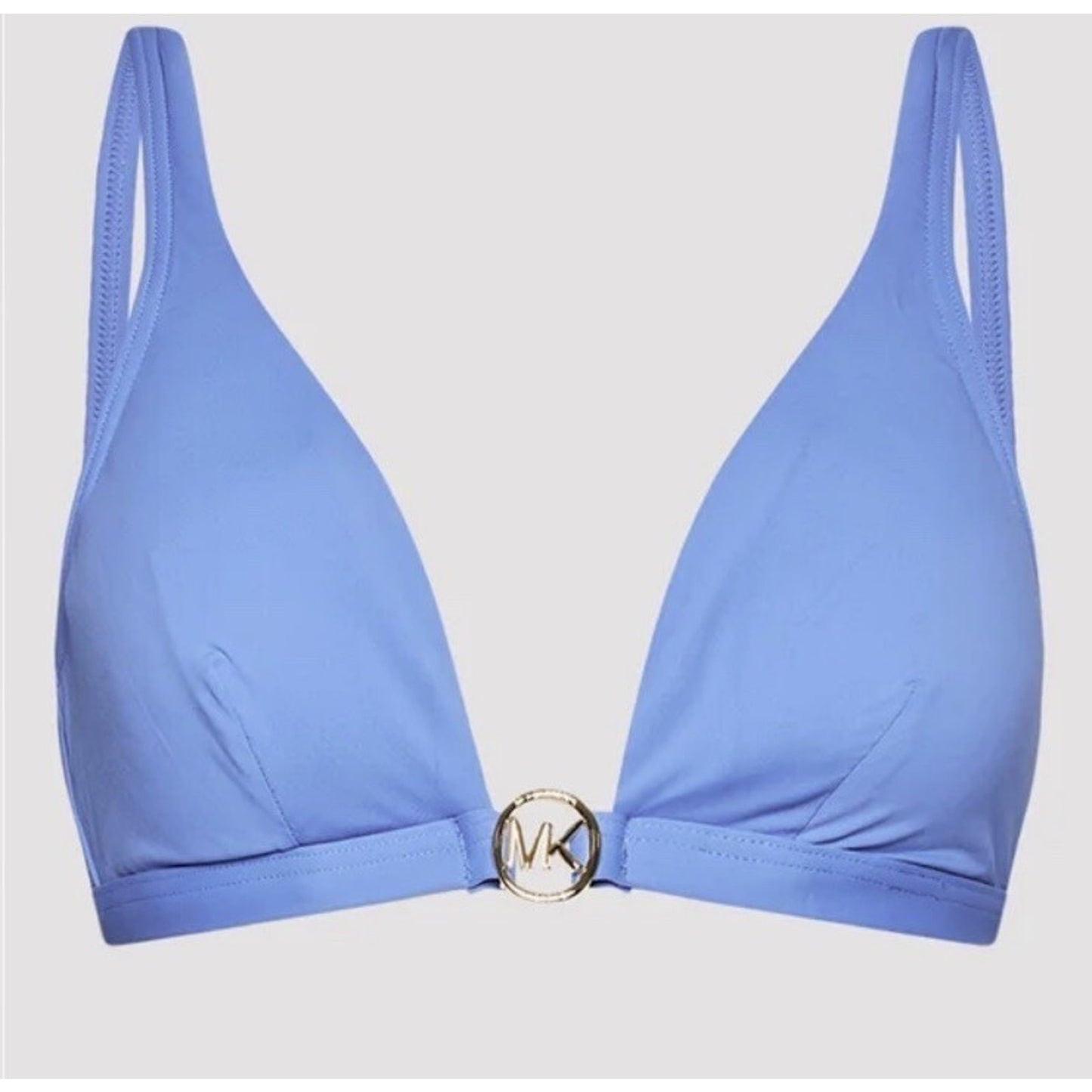Michael Kors MM7M509 Women Crew Blue Logo Solid Triangle Swim Bikini Top Medium