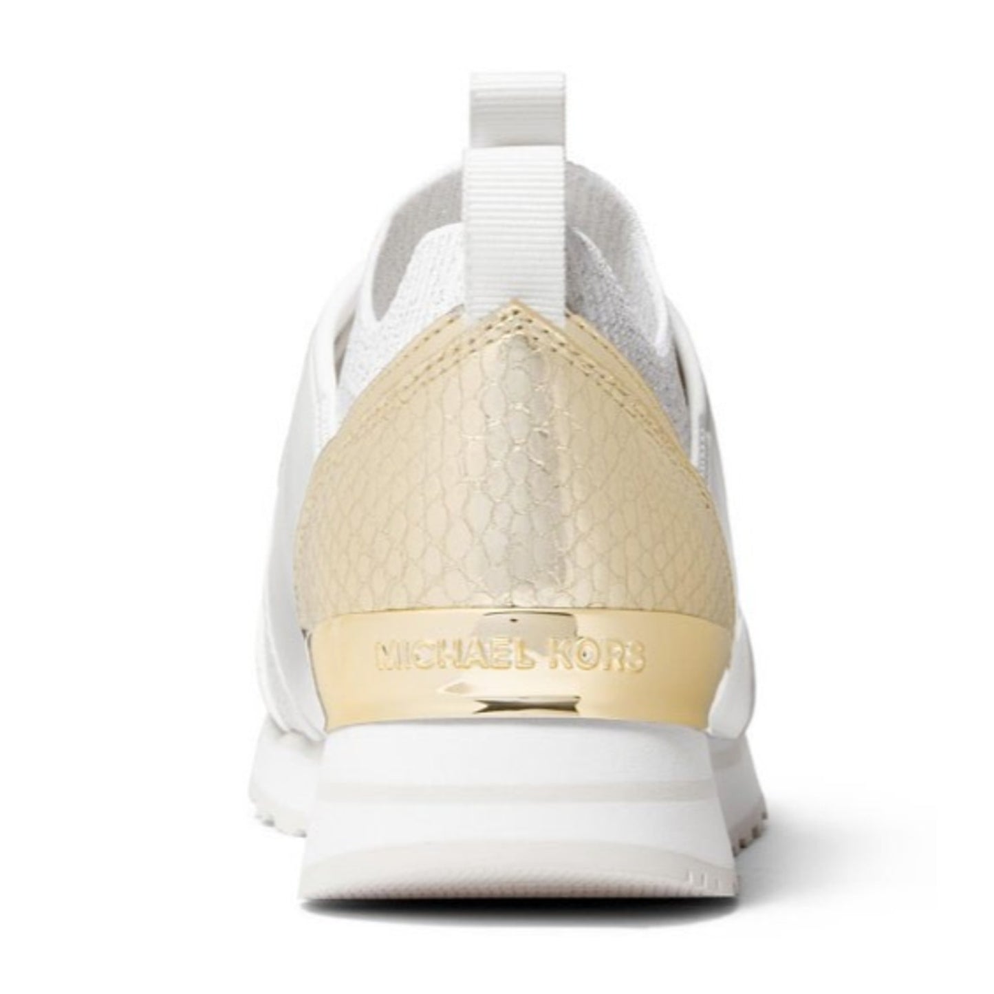 Michael Kors Dash Knit Trainer Sneakers Metallic Stretch Knit Pale Gold Size 9.5