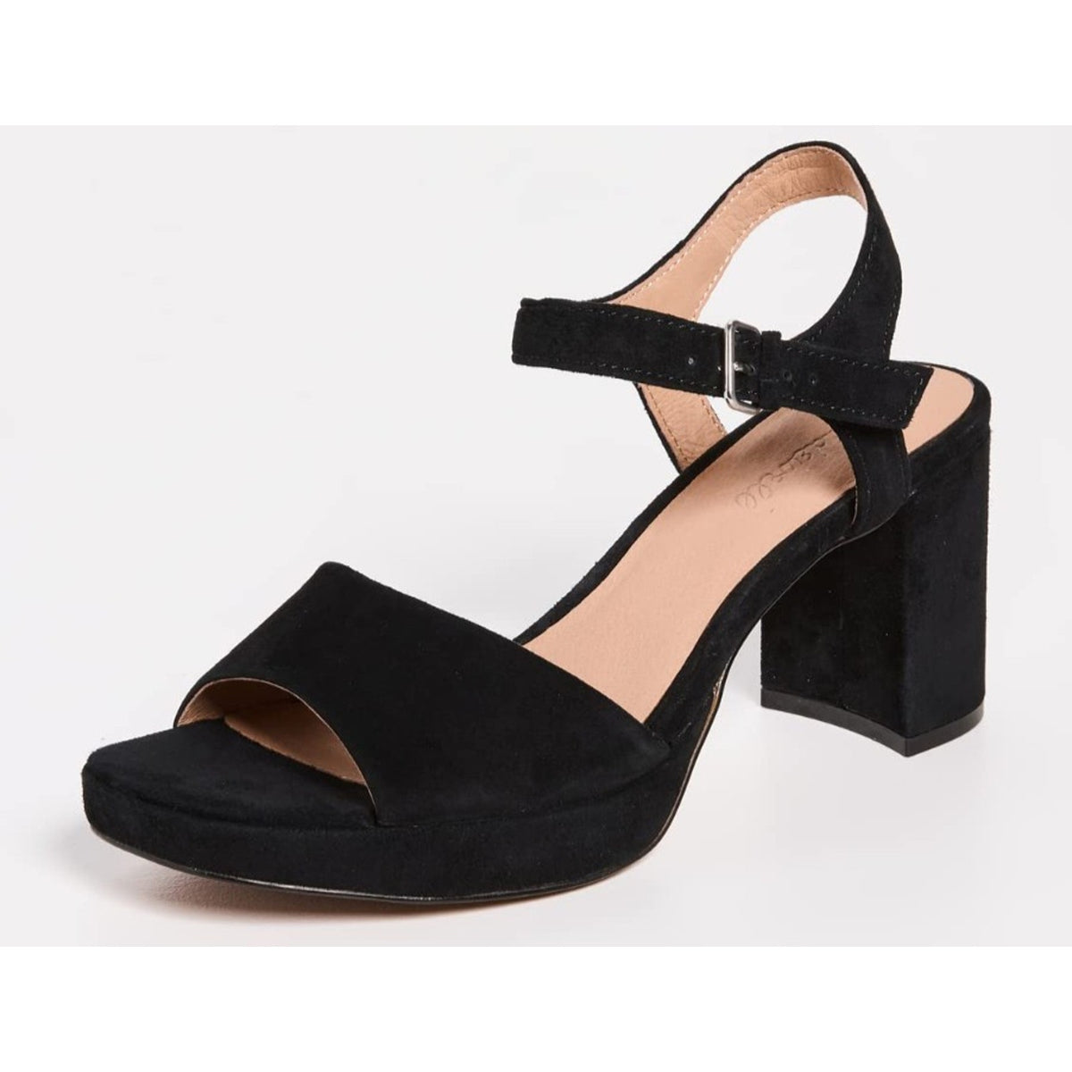 Madewell Women's Daphne Platform Heels, True Black Suede Sandal Size 9 M