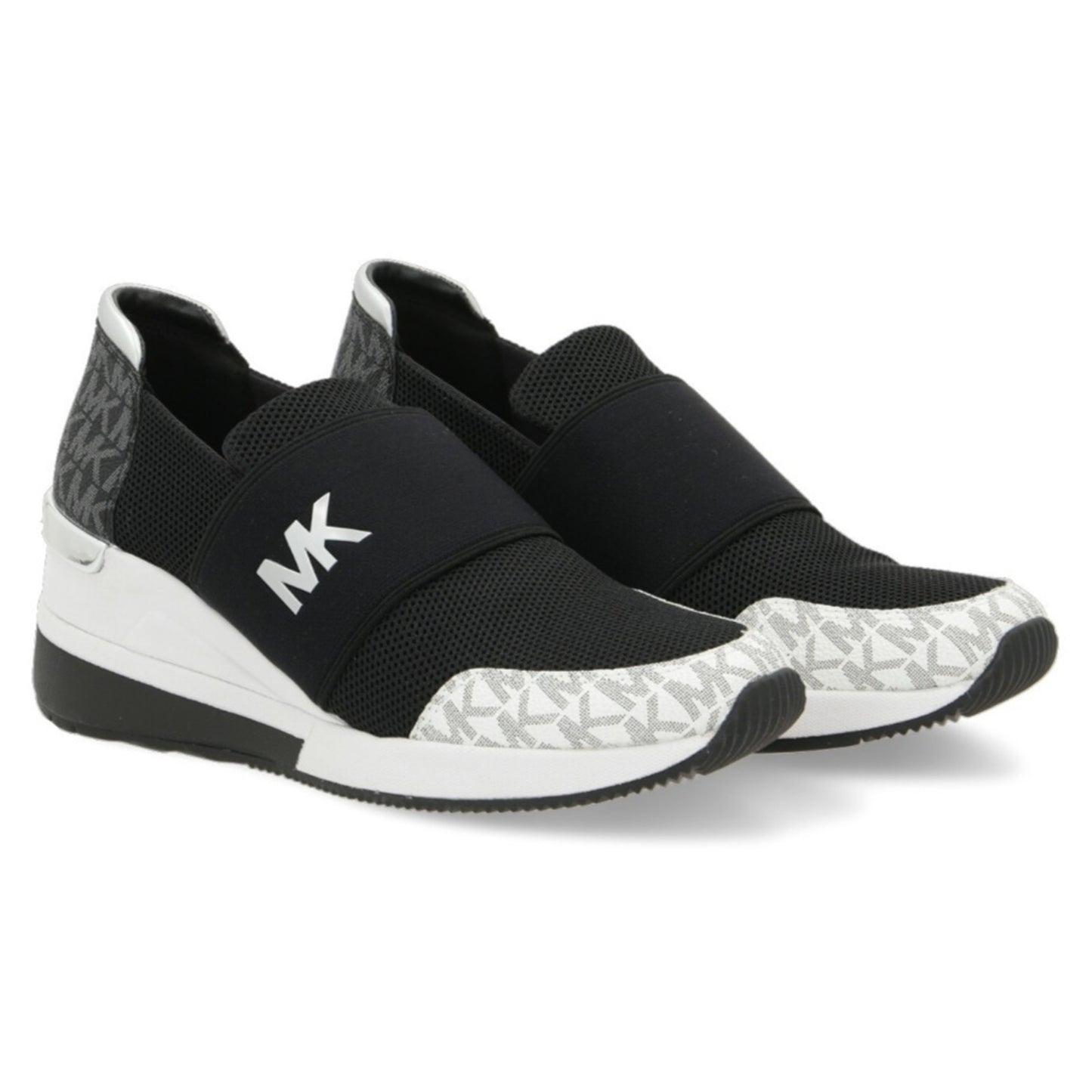 Michael KORS FELIX MESH Black White LOGO Trainer Sneakers Size 9 M