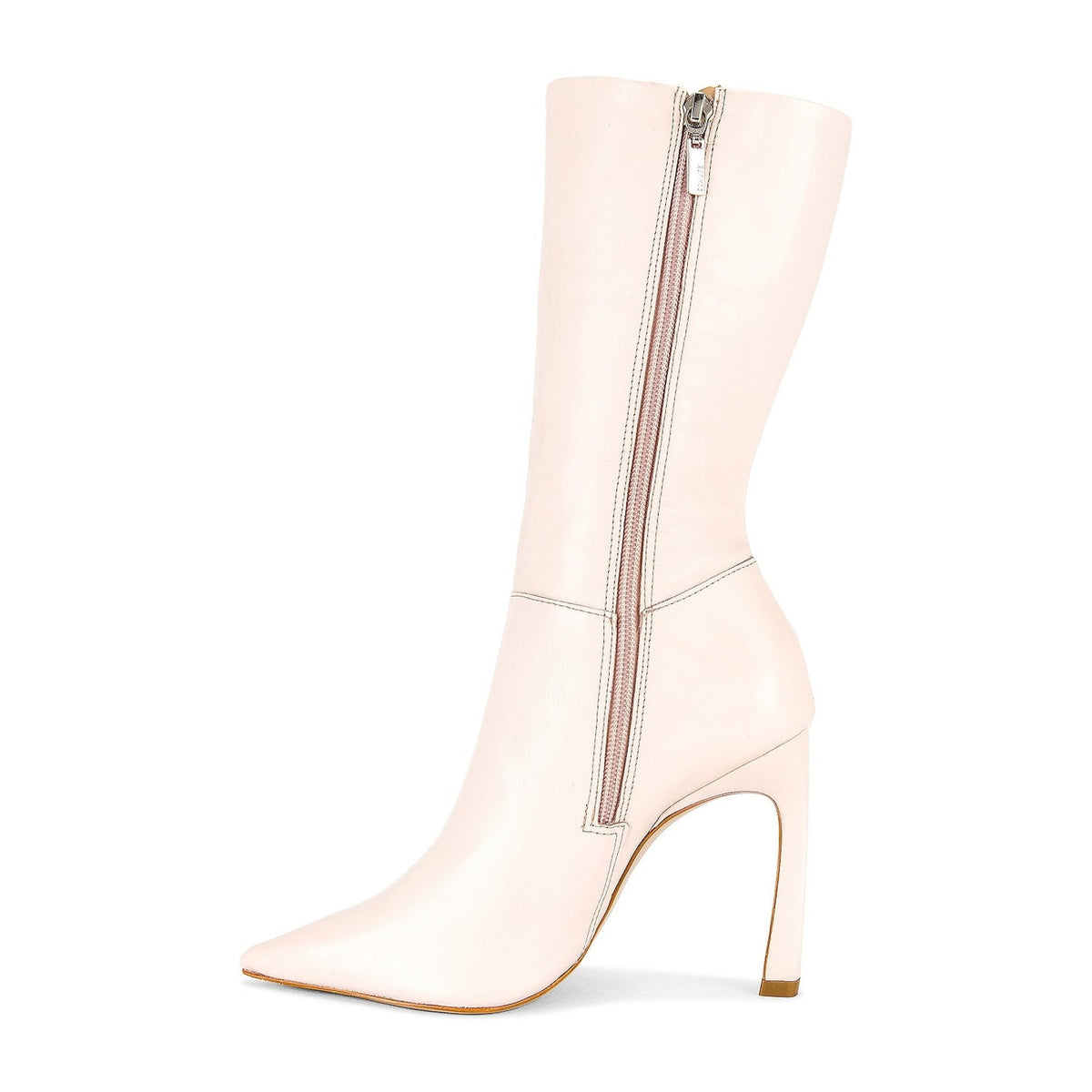 Women's Schutz Rose Nude Leather Bonita Block High Heel Boots 9.5 B