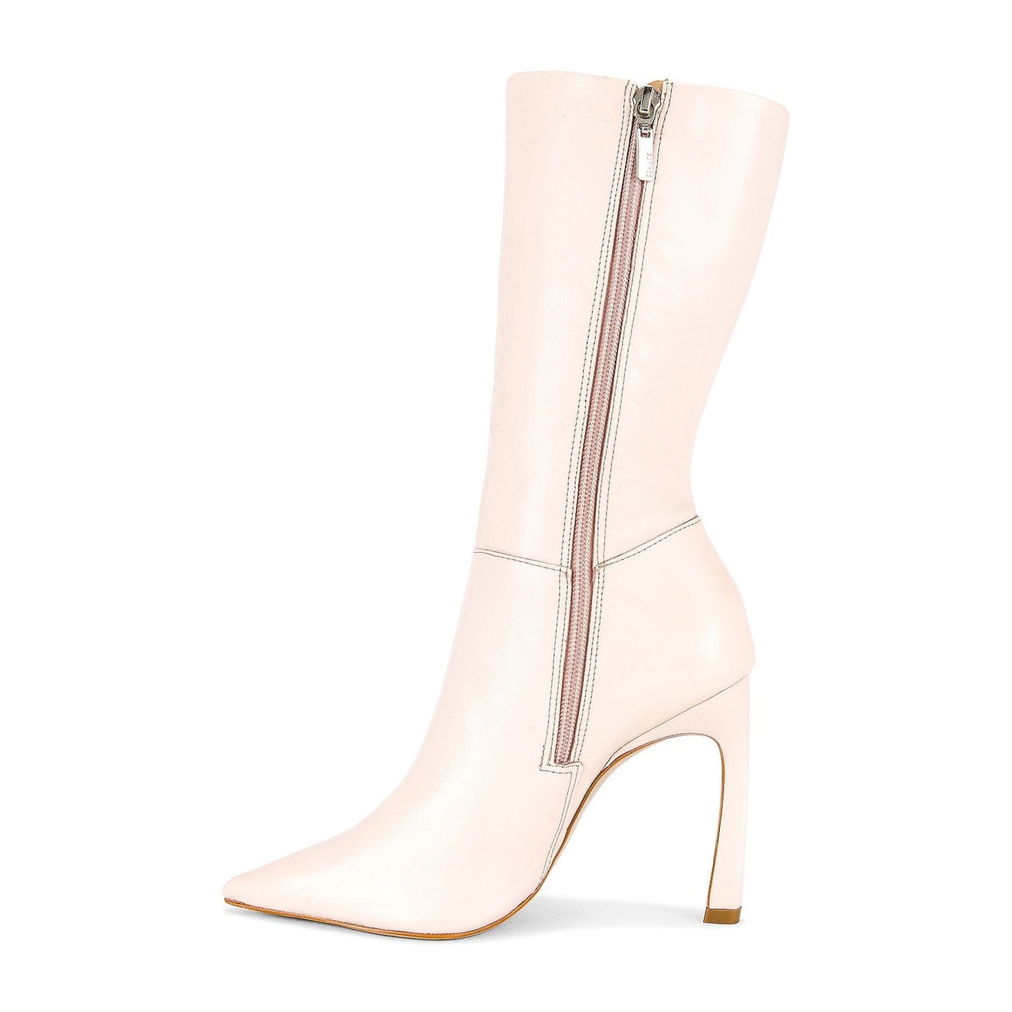 Women's Schutz Rose Nude Leather Bonita Block High Heel Boots 9.5 B