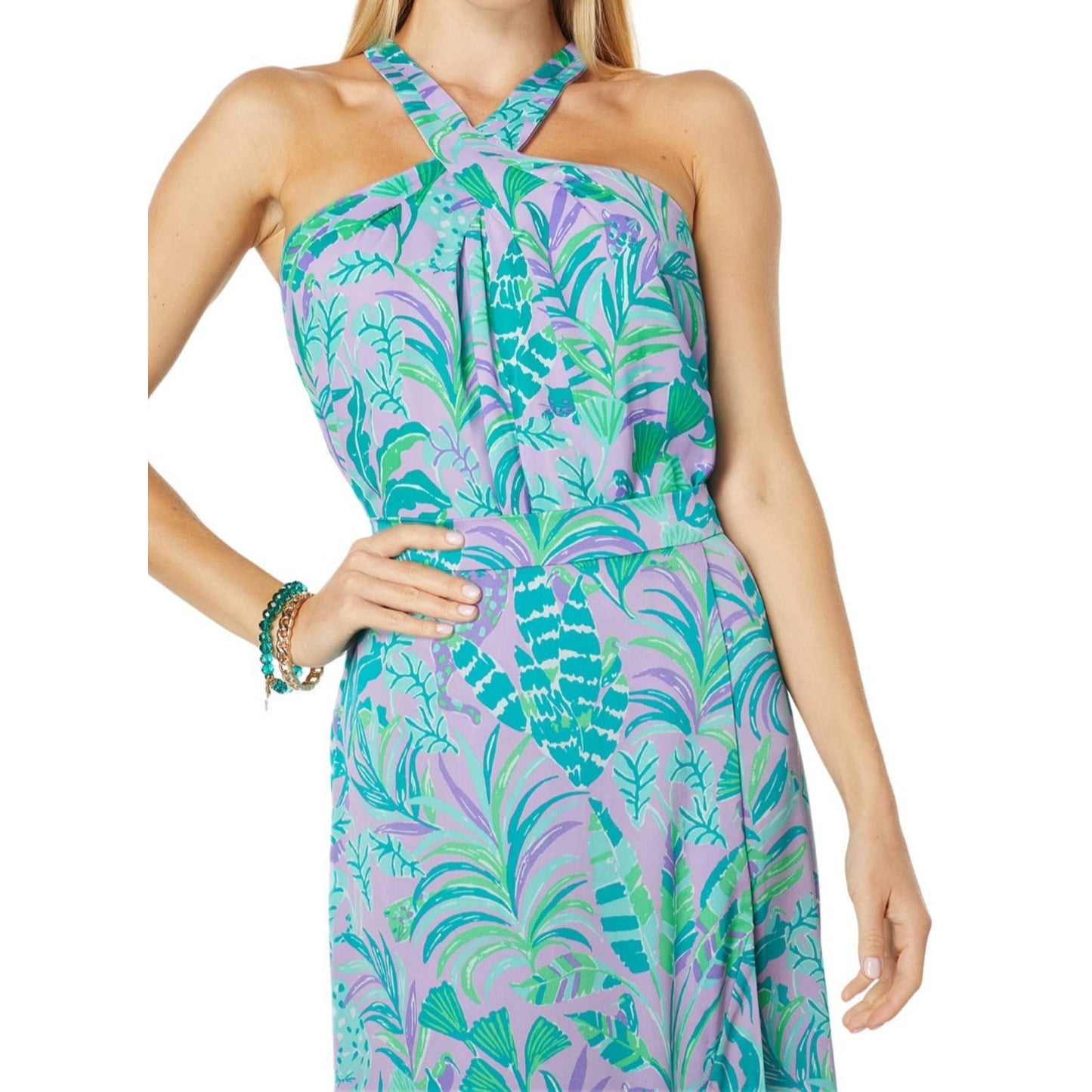 Lilly Pulitzer Women Rori Halter Neck Top Purple Iris Work Party Size X-Large