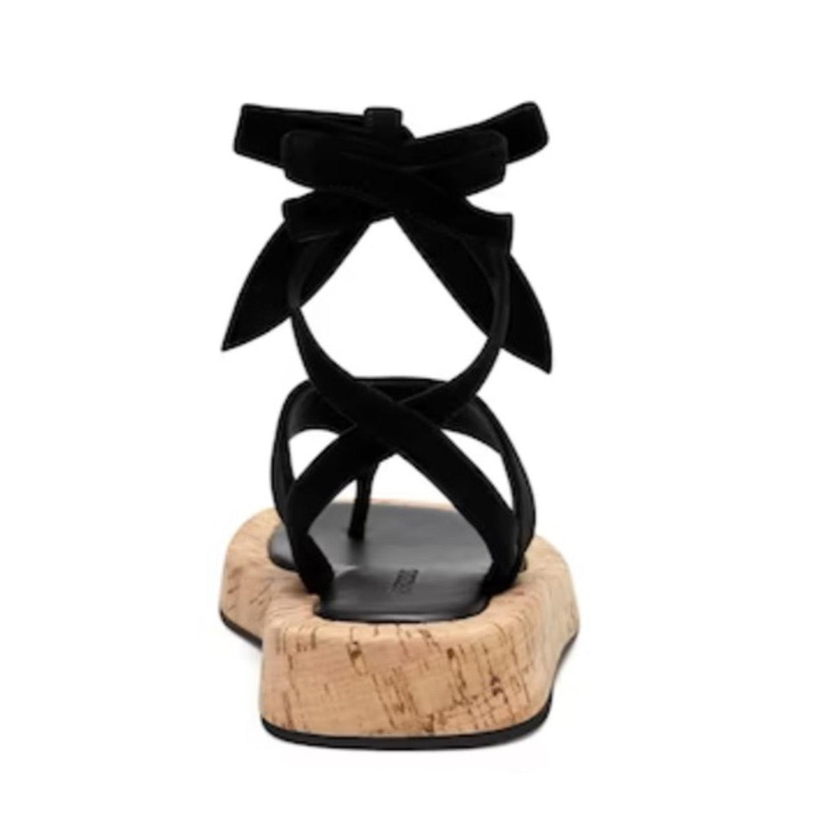 Aerosoles Francesca Women’s Black Thong Sandals Ankle Tie Cork Platform Suede 8